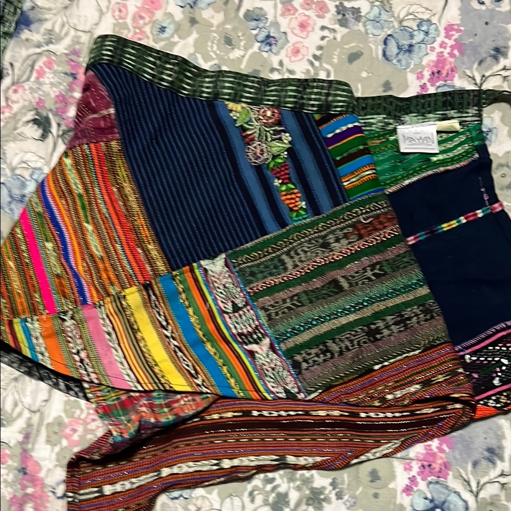 The Mayan Connection Multicolor Patchwork Wrap Sk… - image 1